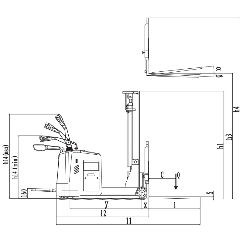 Elektrický stohovací vozík EVVP15-P s výškou zdvihu do 5600 mm