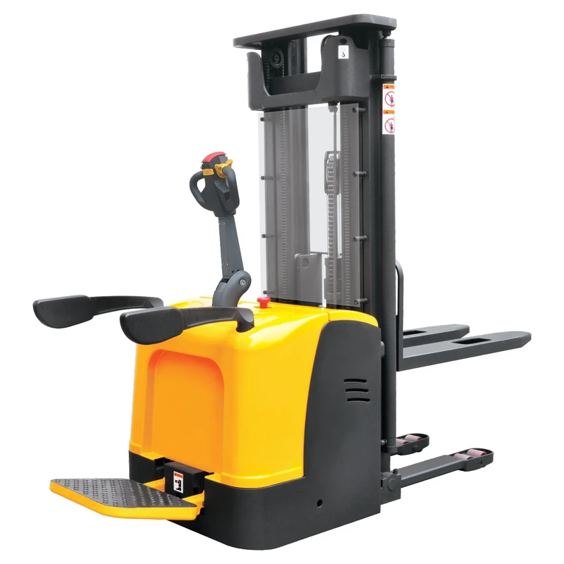 Elektrický stohovací vozík s plošinou pre obsluhu (EVV10-P/EVV12-P/EVV15-P) 1000 – 1500 kg, 1600 – 5600 mm