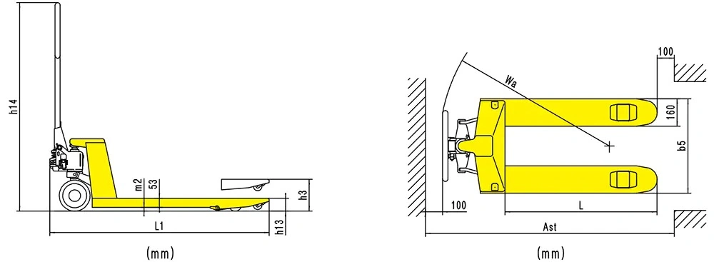 Rozmery ručného paletového vozíka RPV2500PT/RPV3000PT