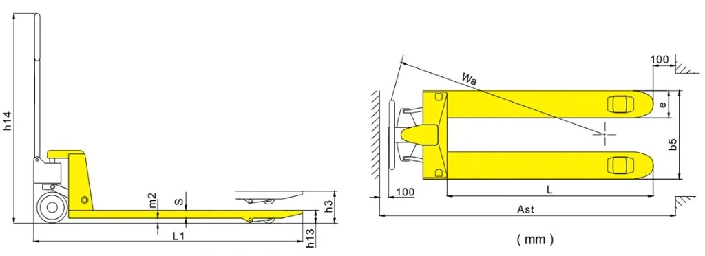 Rozmery ručného paletového vozíka RPV2500STD/RPV3000STD