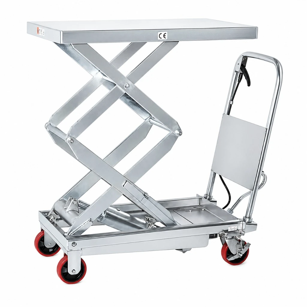 Mobilný dvojnožnicový zdvíhací stôl z nehrdzavejúcej ocele (MPS350DS) 350 kg
