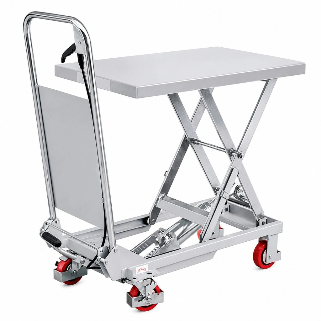 Pojazdný zdvíhací stôl z nehrdzavejúcej ocele (MPS150S), 150 kg