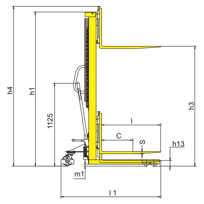 Ručný stohovací vozík RVV-PV s výškou zdvihu 1600 alebo 2500 mm