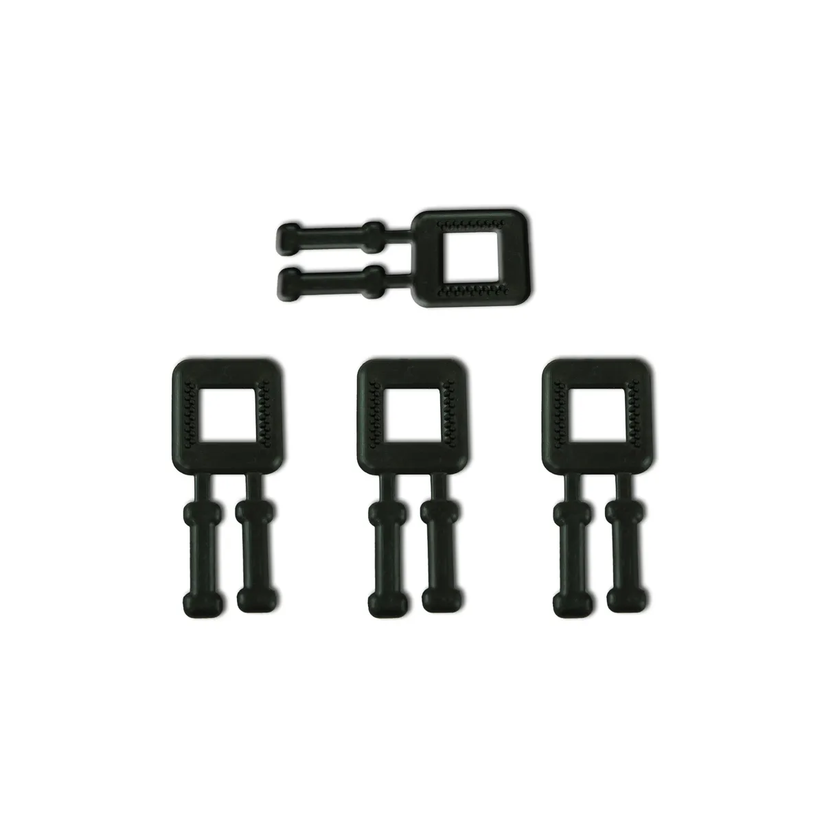 Čierne plastové spony na PP viazacie pásky (BUCKLES-4P) 12 mm